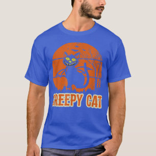 Womens Scary spooky Halloween design creepy cat T-shirt