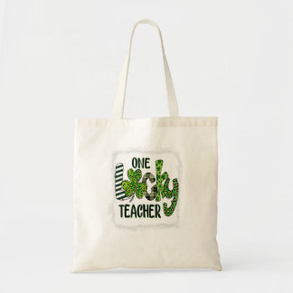 Womens Shamrock One Lucky Teacher St Patrick Tote Bag