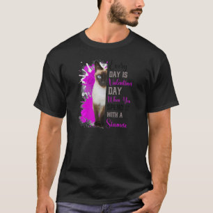 Womens Siamese Cat Mam Valentijnsdag Cat Mama Mot T-shirt
