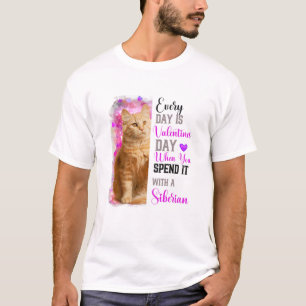 Womens Siberian Cat Mam Valentijnsdag Cat Mama Mo T-shirt