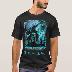 Womens Skagway Alaska Howling Wolf Moon Forest Nat T-shirt