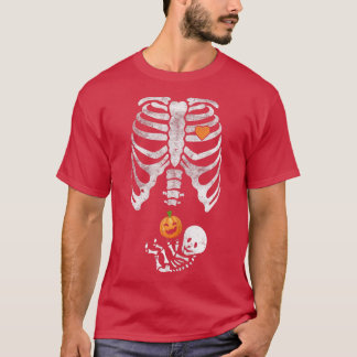 Womens Skeleton Baby Zwangere röntgenribbenkooi vo T-shirt