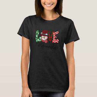 Womens Snowman Love Gammy Life Grandma Kerstmis T-shirt