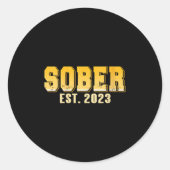 Womens Sober Est 2023 Recovery Journey Pride Miles Ronde Sticker (Voorkant)