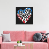 Women's Soccer Heart - Amerikaanse vlag Canvas Afdruk (Insitu (Woonkamer))