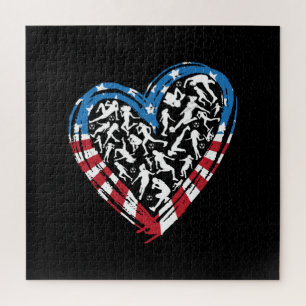 Women's Soccer Heart - Amerikaanse vlag Legpuzzel
