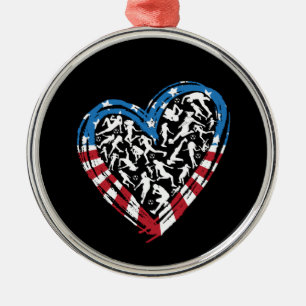 Women's Soccer Heart - Amerikaanse vlag Metalen Ornament