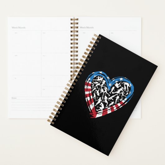 Women's Soccer Heart - Amerikaanse vlag Planner (Display)