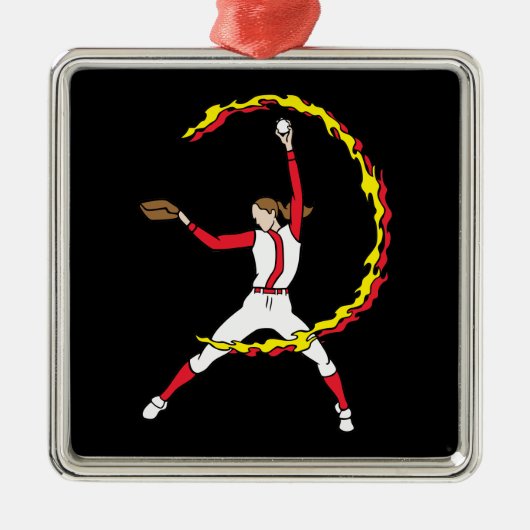 Womens Softball Pitcher Metalen Ornament (Voorkant)