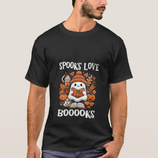 Womens Spooks Love Boeken Schattigee Ghost Reading T-shirt