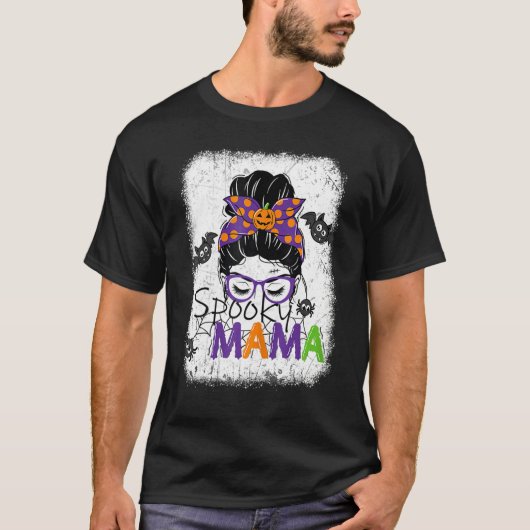 Womens Spooky Mama Pumpkin Bow T-shirt (Voorkant)