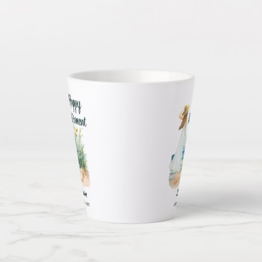 Womens Strand en Bloemen Thema Pensioen Party Latte Mok (Voorkant)