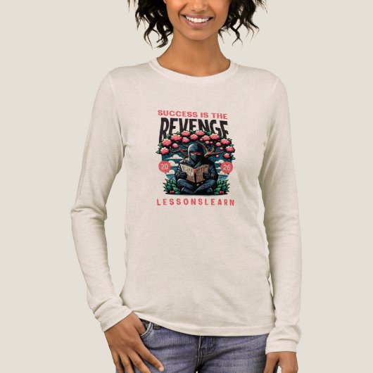 WOMEN'S SUCCESS REVENGE LESSONS LEARN LONG SLEEVE Tri-Blend SHIRT (Voorkant)