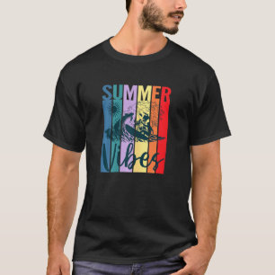 Womens Summer Vibes Retro Surfer Ocean Wav T-shirt