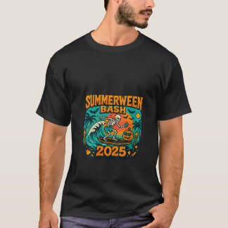Womens SummerWeen Bash 2025 Skeleton Beach Party H T-shirt
