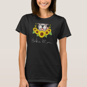 Womens Sunflower Yorkie mama Dog Pet Parent Cute G T-shirt