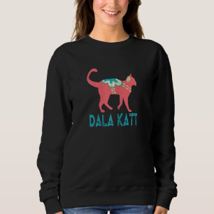 Womens Swedish Dala Cat Dalecarlian Dala Horse Kat Trui