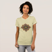 Women's t-shirt geometric mandala in peach orange  (Devant entier)