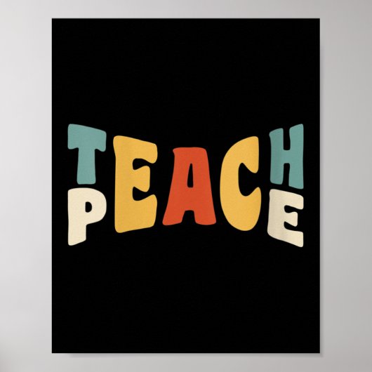 Womens Teach Peace Retro Teacher Motivational Educ Poster (Voorkant)