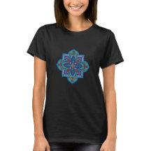 Women's Tee Shirt with beautiful blue mandala