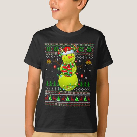 Womens Tennis Ball Snowman Ugly Christmas Sweaters (Voorkant)