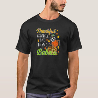Womens Thankful Grateful Blessed Babcia Autumn Fal T-shirt