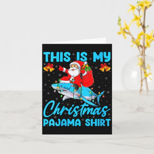 Womens This Is My Christmas Pajamas Funny Santa Ri Kaart (Gele Bloem)