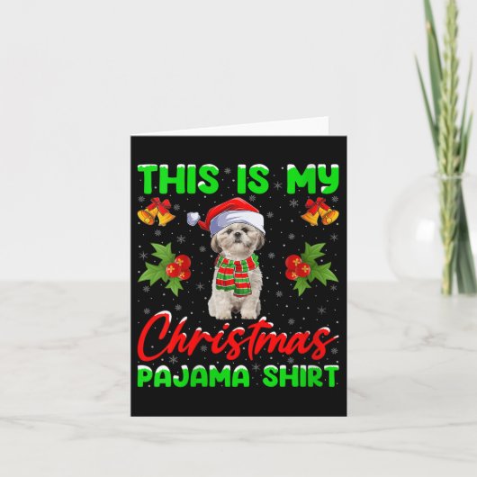 Womens This Is My Christmas Pajamas Funny Shih Tzu Kaart (Voorkant)