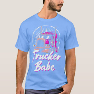 Womens Trucker Babe Truck Driver Asphalt Cowboy Hi T-shirt
