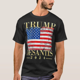Womens Trump Desantis 2024 Flag VNeck T-shirt