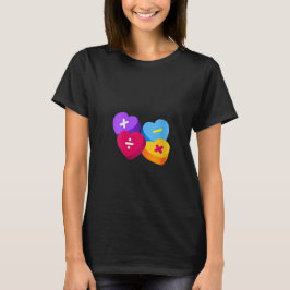 Womens Valentines Day Hearts With Math Symbols Tea T-shirt