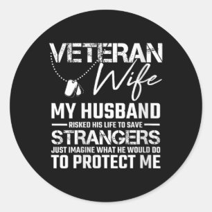 Womens Veteraan Leger van vrouwen Echtman Soldaat  Ronde Sticker
