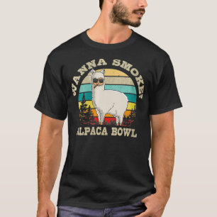 Womens Wanna Roke Alpaca Bowl Llama Weed Pot Retr T-shirt