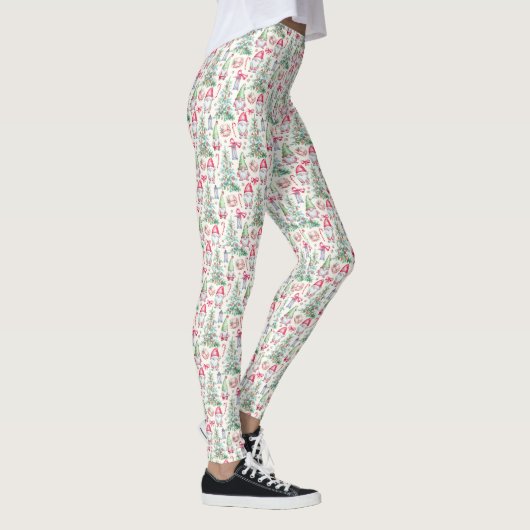  Women's Watercolor Christmas Gnomes Leggings  (Droite)