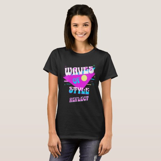 Womens Waves Of Style Reflect Retro Aesthetic Mood T-shirt (Voorkant volledig)
