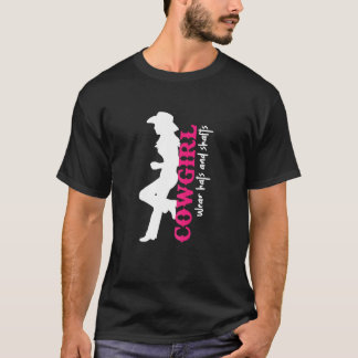 Womens Western Girl Wear Hats Shafts Rodeo Riding T-shirt