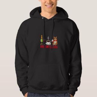 Womens Wine Coffee Cats Funny Drinking Drinkers    Hoodie