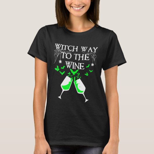 Womens Witch Way To The Wine Shirt (Voorkant)