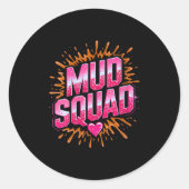 Womens Womans Muddy Mud Run Squad Mudding Running Ronde Sticker (Voorkant)