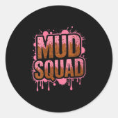 Womens Womans Muddy Mud Run Squad Mudding Running  Ronde Sticker (Voorkant)