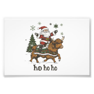 Womens Xmas Tree Lighting Santa Riding Highland Co Foto Afdruk