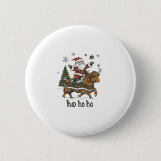 Womens Xmas Tree Lighting Santa Riding Highland Co Ronde Button 5,7 Cm