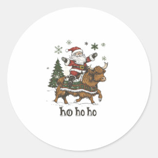 Womens Xmas Tree Lighting Santa Riding Highland Co Ronde Sticker