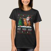 Womens Xmas Tree Lighting Santa Riding Highland Co T-shirt (Voorkant)