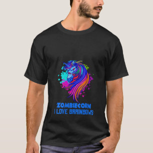 Womens Zombie Eenhoorn Ik hou van Brainbows Gotisc T-shirt