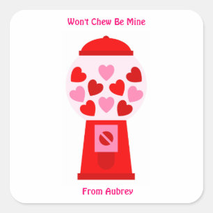 Won not Chew Be Mine Valentijn Sticker Heart Gumba