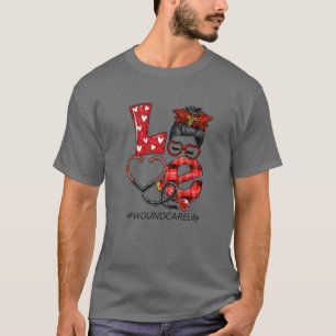 Wond Care verpleegster Pset Leopard Love Heart Mes T-shirt
