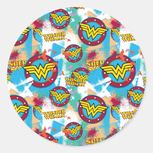 Wonder-damesverfpatroon Ronde Sticker (Voorkant)