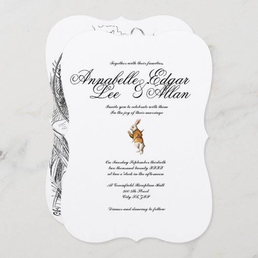 Wonder - Elegant Alice in Wonderland Invitation (Devant / Derrière)