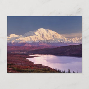 Wonder Lake en Mt. Denali bij zonsopgang in de Briefkaart